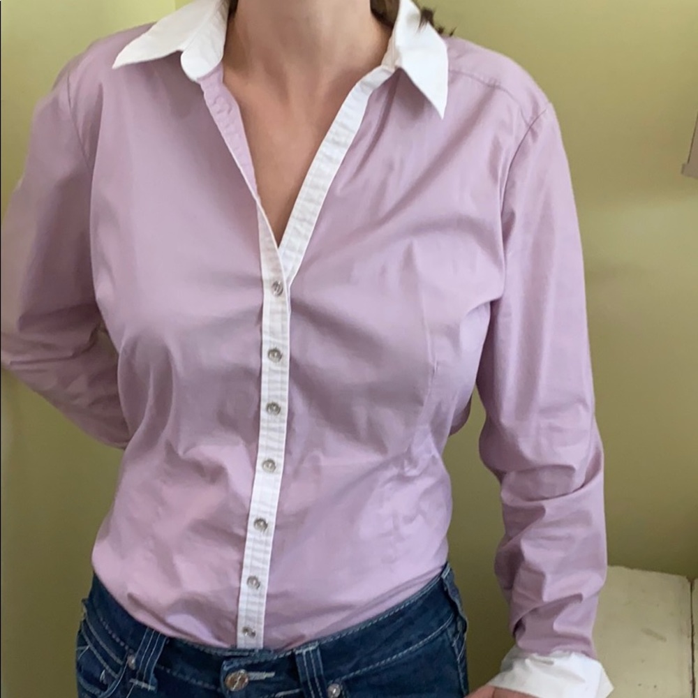 Purple and white dress shirt Fittes